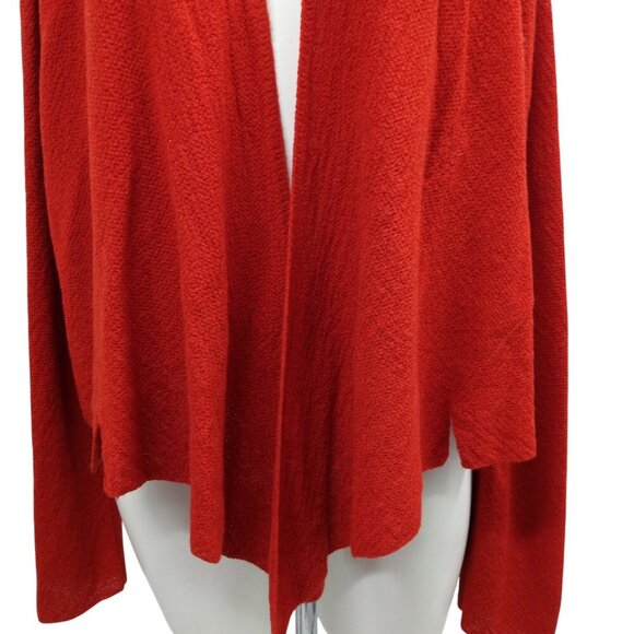 Eileen Fisher 100% Wool Open Front Waterfall Cardigan Size XL Orange Lightweight - Picture 3 of 11